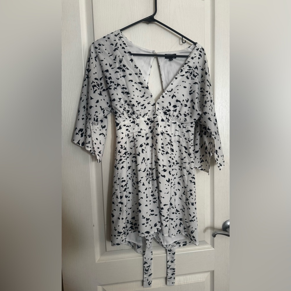 Black and White Patterned Formal Romper